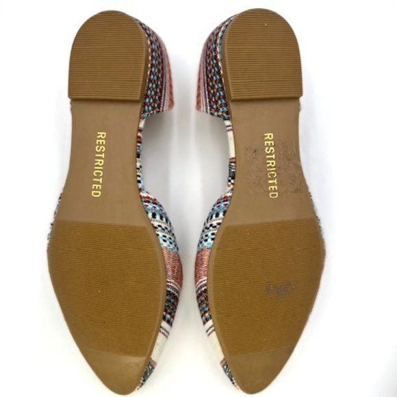 Restricted Woven Multi Colored Flats Open Sides Size 7 - Picture 2 of 7